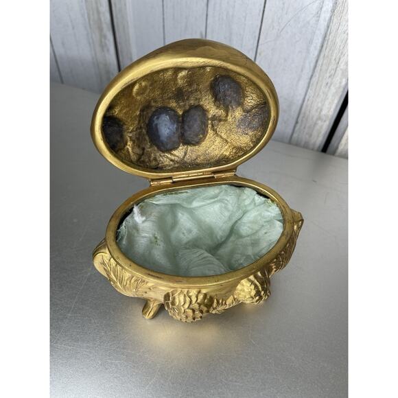 Antique Victorian Art Nouveau Jewelry Box Casket Gold/Spelter Pinecone - Picture 5 of 8